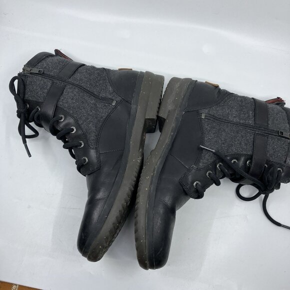 UGG Kesey Black Leather Side Zip Combat Boots Buckle Outdoors Womens 10 - Picture 7 of 13